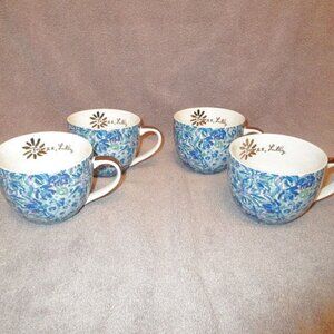 Lilly Pulitzer High Maintenance Coffee Mugs Set Of 4 Tea Cups Beach House Boho